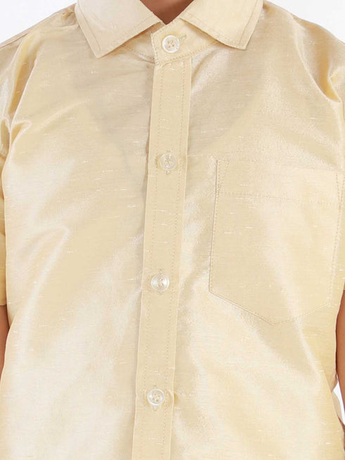 Boys' Parmesan Silk Short Sleeves Ethnic Shirt